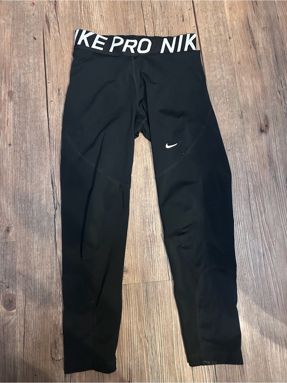 Nike Black Kids Performance Leggings with White Logo